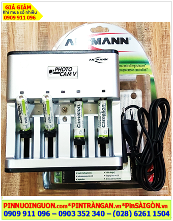 Ansman Photocam V, Bộ sạc 4 Pin AA -Kèm sẳn 4 pin sạc Camelion NH-AA2500ARBP2 AlwaysReady